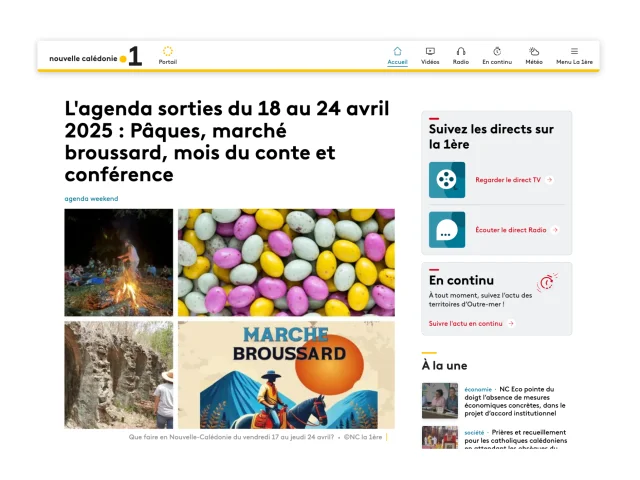 Article : L'agenda sorties du 18 au 24 avril 2025 : Pâques, marché broussard, mois du conte et conférence - NC1ère. Publié le 18/04/2025